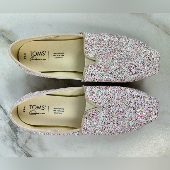 NWOT Toms Alpargata Natural Glitter Slip On Shoes Sneakers Flats Loafers, 8.5 - Picture 6 of 13